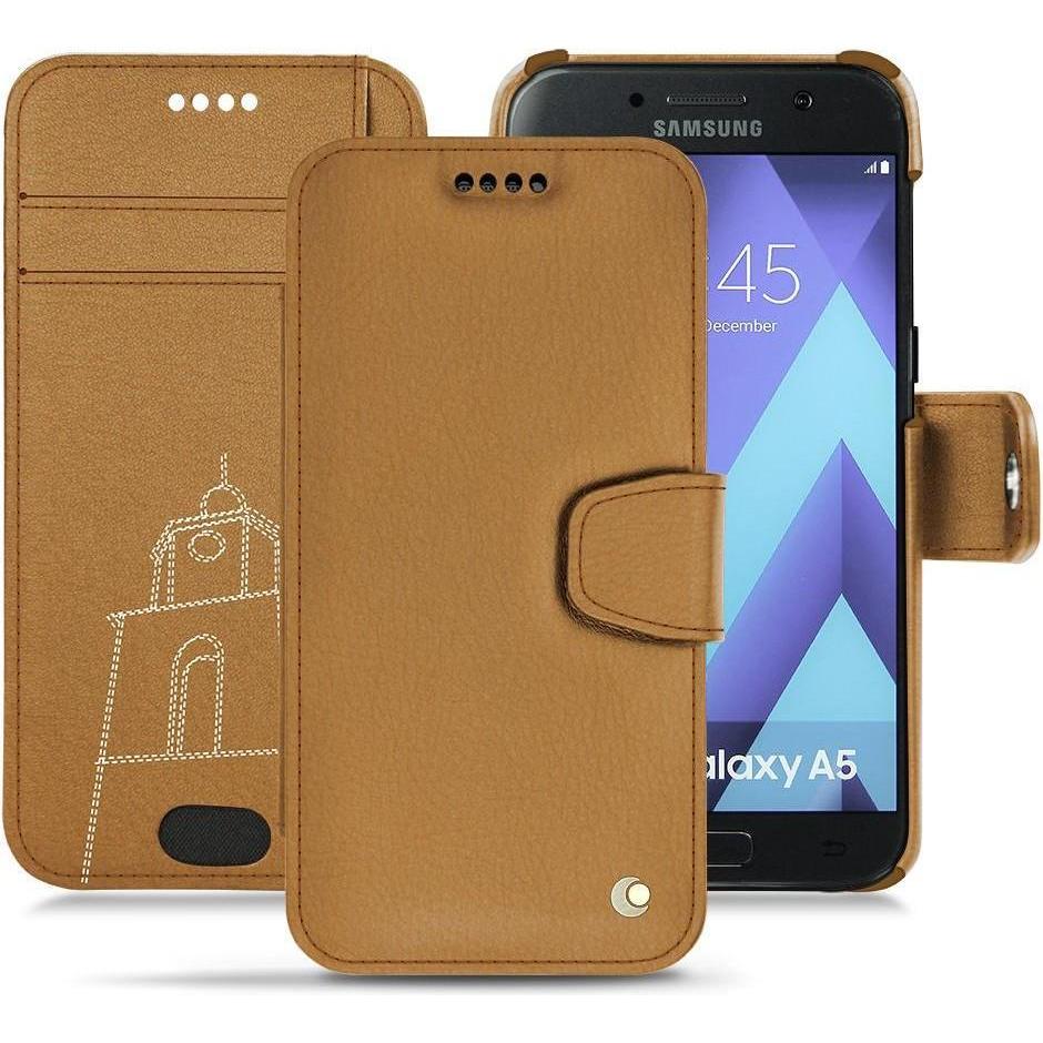 Noreve Lederschutzhülle Wallet (Samsung Galaxy A3 (2017)), Smartphone Hülle, Braun
