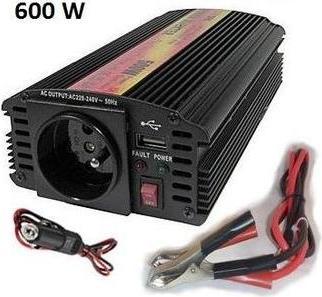 Carspa Měnič napětí CAR600U-122 /230V+USB, modifikovaná sinus