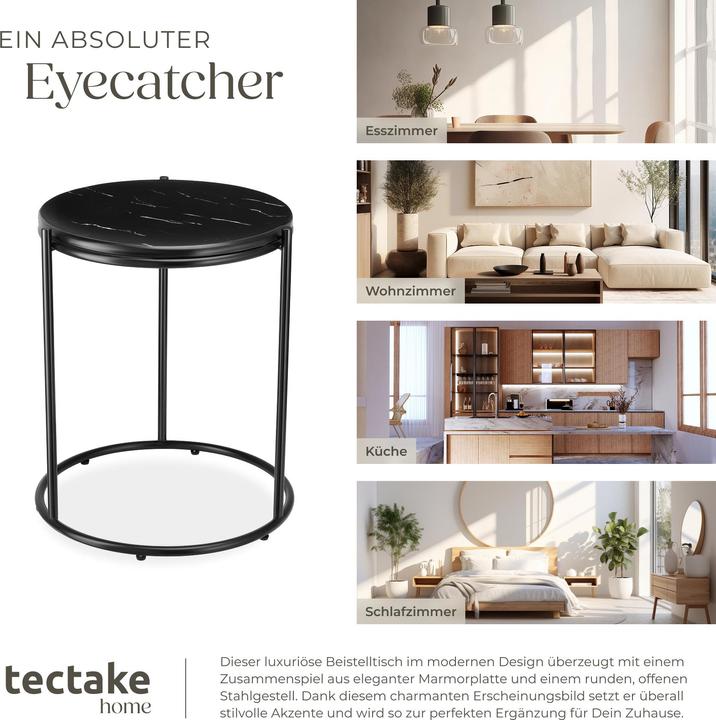 Actual product image tectake Side table Ellsa, marble top, steel frame