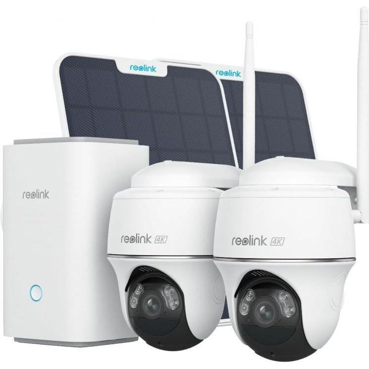 Reolink Hub with 2x Argus PT Ultra 2x Solar Panel 4K 8MP Battery IP66 (3840 x 2160 pixel), Telecamera di rete
