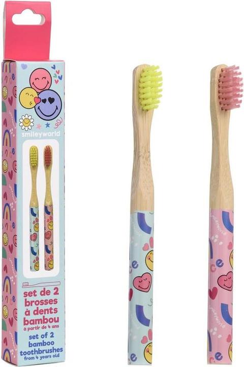 Take Care Smiley Bamboo Kinderzahnbürsten-Set - 2er-Pack (Weich, 2 x)
