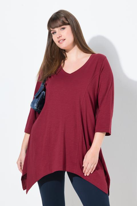 Produktbild Ulla Popken Shirt, Zipfelsaum, V-Ausschnitt, 3/4-Arm (50, 52)