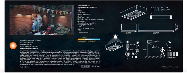Actual product image Ledvance Endura Style Solar Bricklume Sensor Wide Dark Grey (850 lm, IP65)