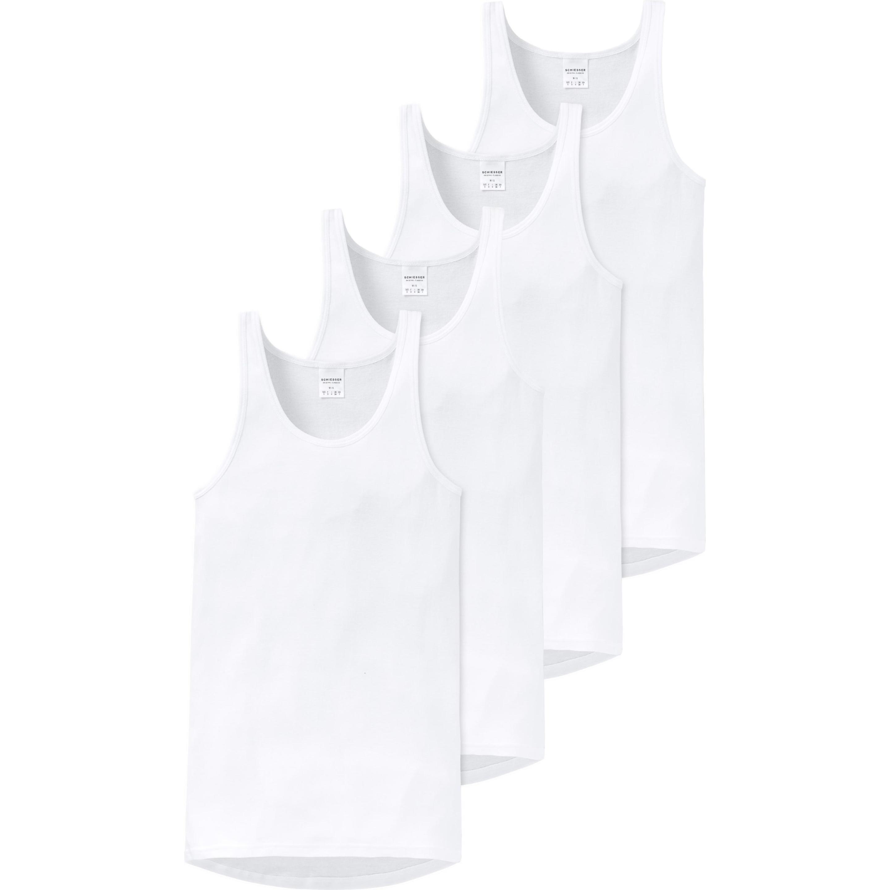 Schiesser, Herren, Shirt, 4er Pack Original Classics Feinripp Unterhemd, Weiss, (3XL)