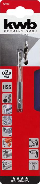 Actual product image kwb HSS Twist Drill Hexagonal Receptacle /4 (2 mm)