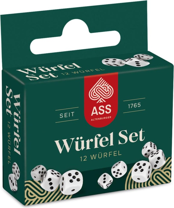 Actual product image ASS Altenburg 22574020 - 12 dice in cardboard box with hanging tab, from 6 years