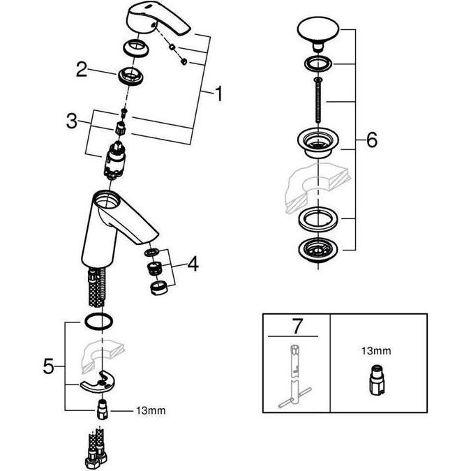 Thumbnail - Grohe, Badarmatur, EH-WTbatt EUROSMART 1/2" M-Size chr