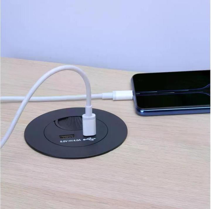 Actual product image Max Hauri Office Line cable feed-through with USB/A and USB/C charger