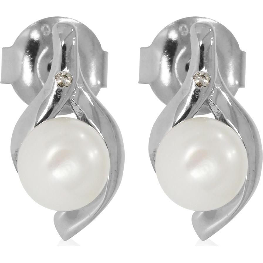 Xen, Ohrringe, Ohrstecker mit Diamant ca. 0,01 ct. und weisser Süsswasserzuchtperle, (925 Sterling Silber)