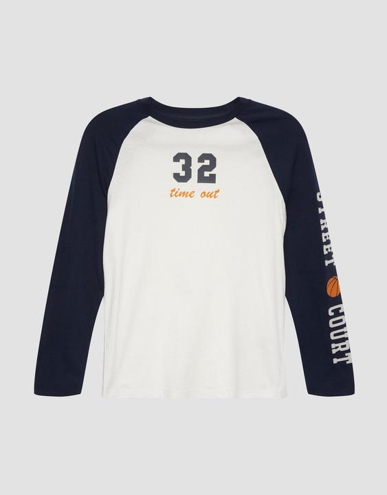 Produktbild s.Oliver T-Shirt Langarmshirt mit Kontrastärmeln und Print (M)