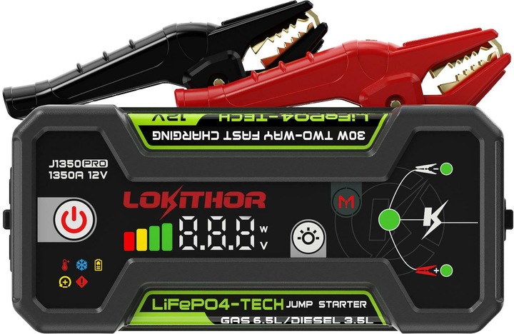 Image du produit Lokithor J1350 Pro 12V LIFEPO4 Jump Starter 1350 Amps (1350 A, 7000 mAh)