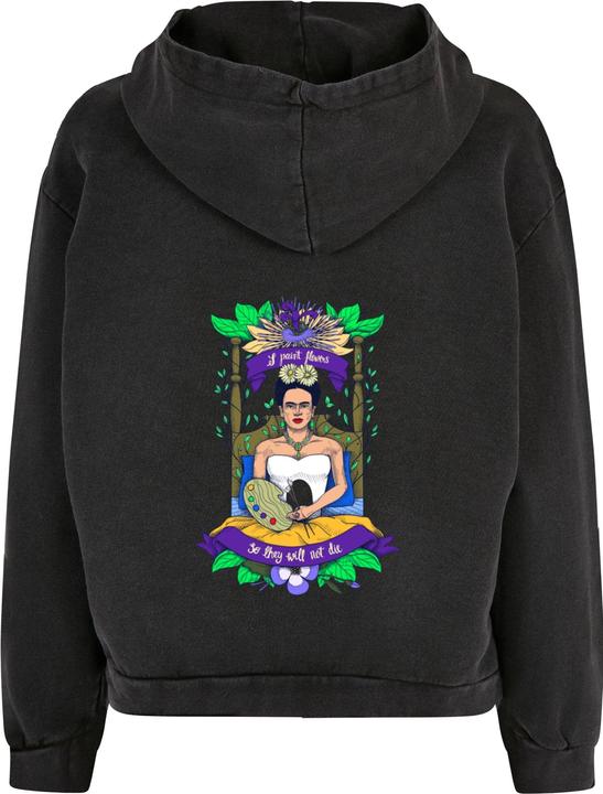 Merchcode Ladies Frida Kahlo - Short logo Acid Washed Oversize Hoody - 177987 (XXL)