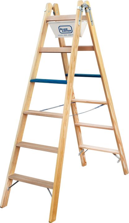 Produktbild Geis&Knob Bockleiter aus Buche - mit tiefen Stufen (Stehleiter, 181 cm)