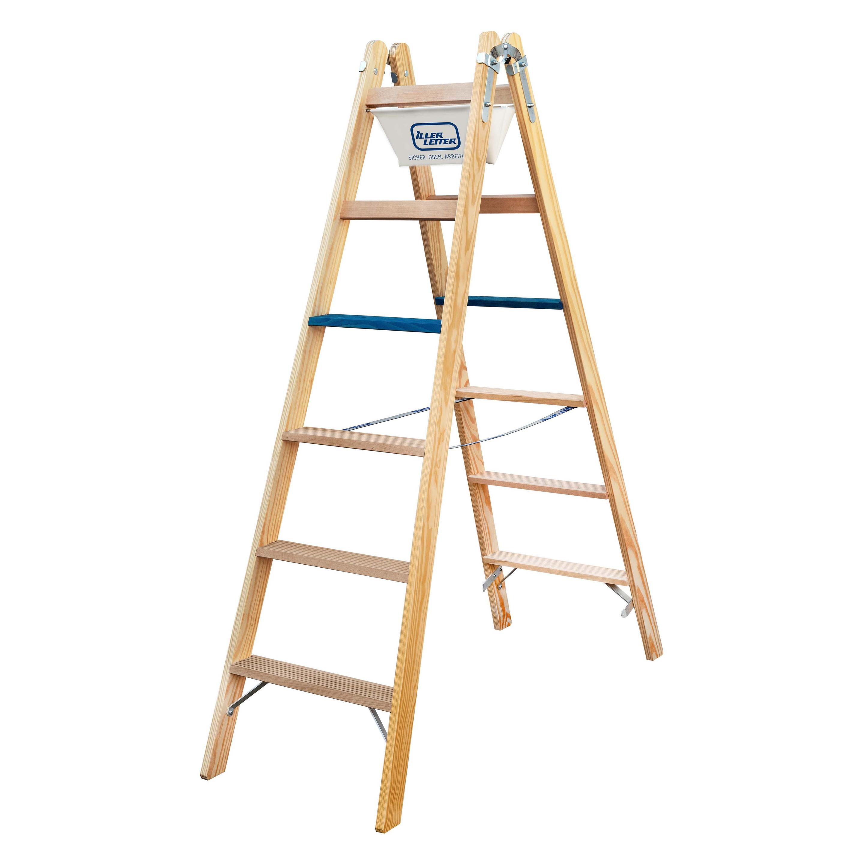 Iller 2107-7 Holz Stufen Stehleiter ERGO Plus 2x7 (Stehleiter) (2107-7)