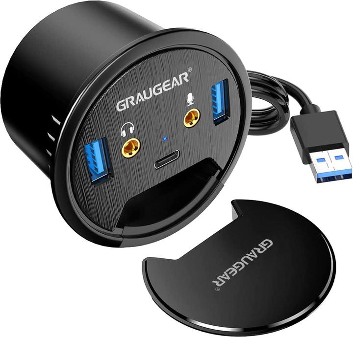 Produktbild Graugear Tablet USB 3.0 Tisch-Hub mit Audio- und Mikrofonanschluss (USB-A, 5 Ports)