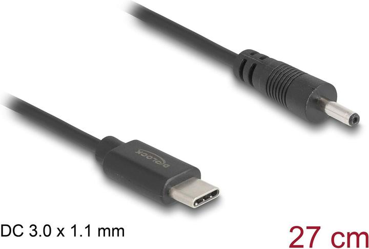Produktbild Delock USB Type-C Stromkabel zu DC 3,0 x 1,1 mm Stecker 27 c (0.27 m)