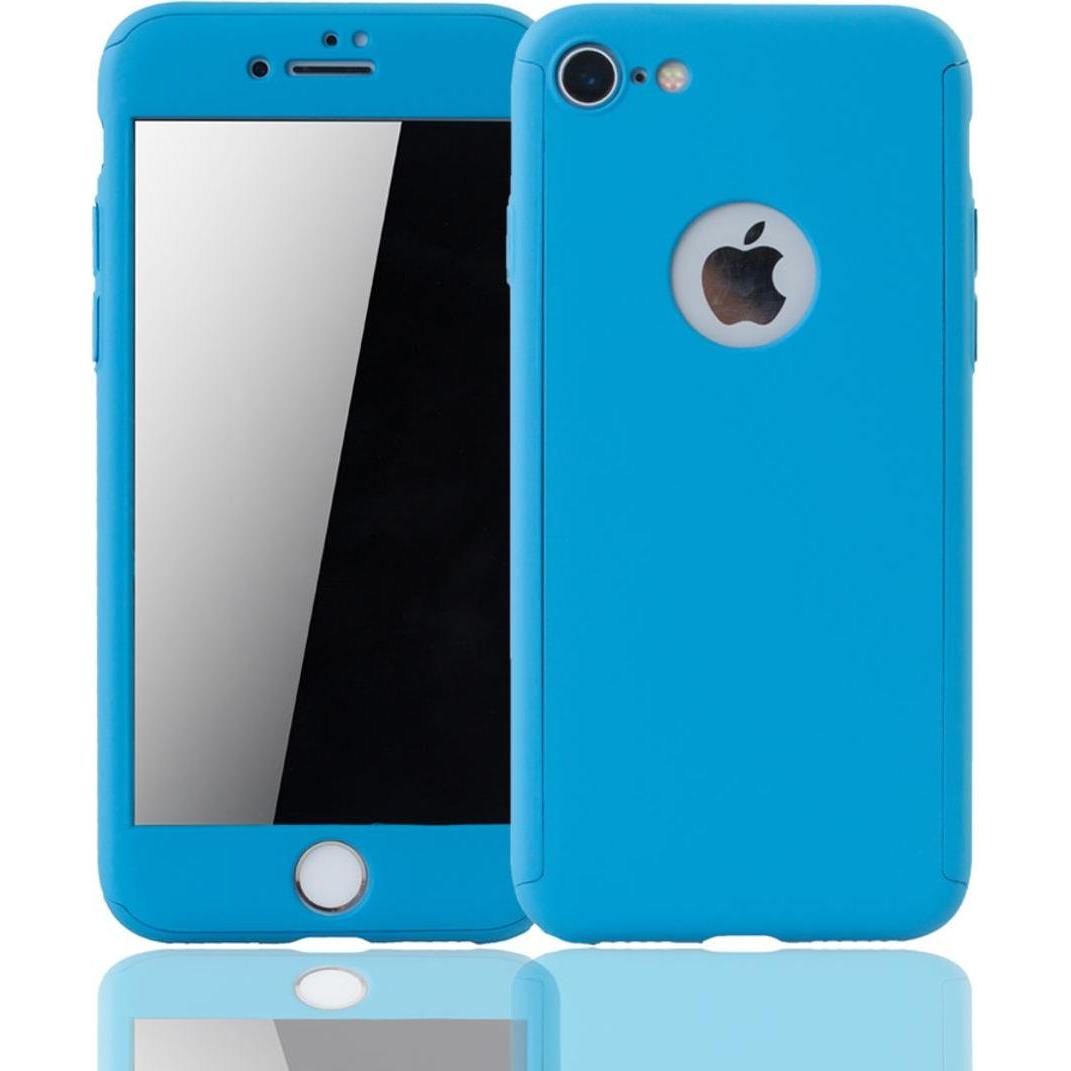 König Design Apple iPhone 8 Hülle Case Handy Cover Schutz Tasche Bumper Panzerfolie 9H Blau (Apple iPhone 8), Smartphone...