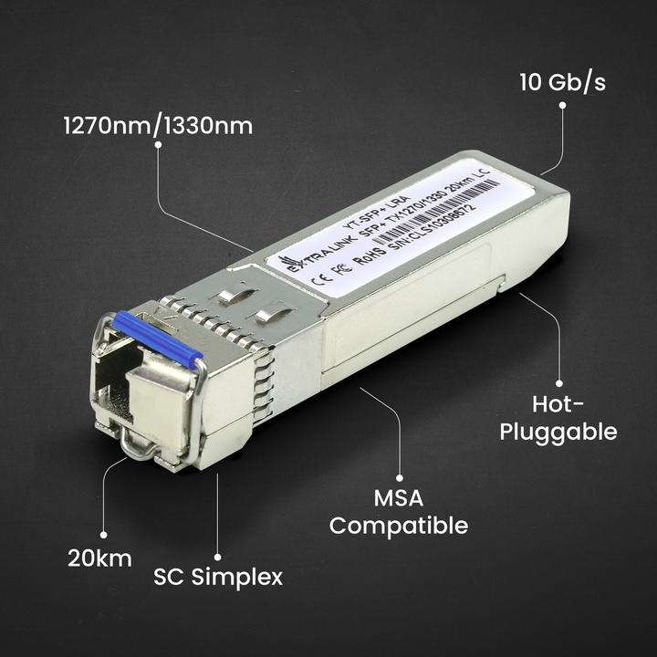 Actual product image Extralink SFP+ | SFP+ WDM Module | 1270/1330nm, single mode,, LC, DOM, pair