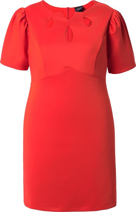 Image du produit Ulla Popken Robe bodycon en tissu scuba, découpes et manches courtes bouffantes (48)