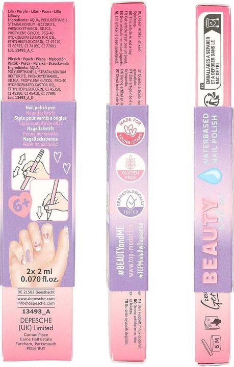 Actual product image Top Model Topmodel - TOPModel Nail Polish Pen Set BEAUTY and ME - Pink and White, Peach-Coloured and Purple -