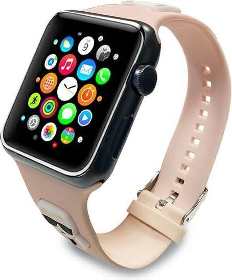 Produktbild Karl Lagerfeld Pasek KLAWLSLCKP Apple Watch 42/44/45mm ró?owy/pink strap Silicone Karl & Choupette H (42 mm, 44 mm, 45 mm, Silikon, Kunststoff)