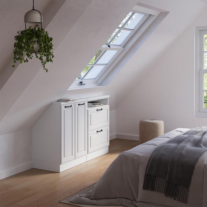 Produktbild Vicco Dachschrägenschrank Rion, Weiss/Weiss Landhaus, 2er Set (120 x 46 x 81.60 cm)