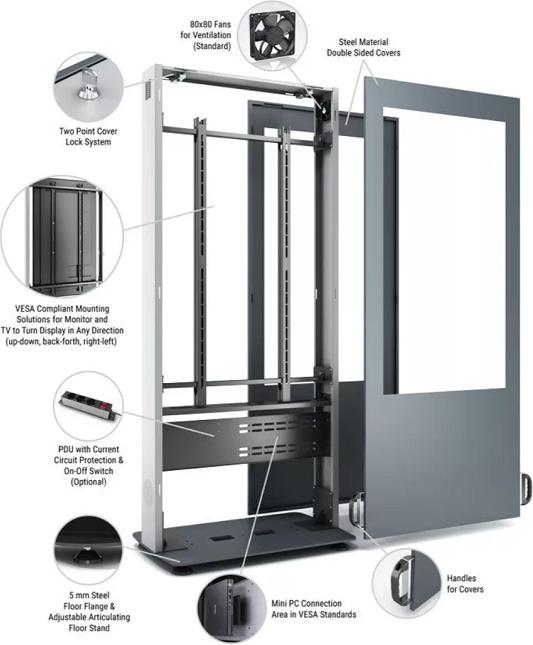 Image du produit DSS Stèle d'intérieur Portrait, écran 65", noir