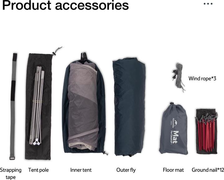 Produktbild Naturehike Ultralight one-man cloud up-1 tent new version 20D navy+ mats (1 Person)