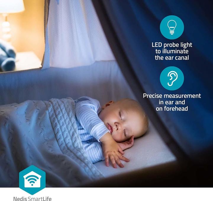 Image du produit Nedis Thermomètre infrarouge SmartLife | Indicateur LED | Oreille / Front | Blanc (Auriculaire, Front)