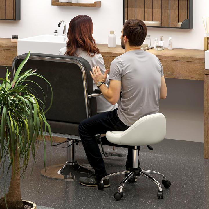 Actual product image Homcom Salonstuhl Kunstleder, Mehrschichtplatte Weiss (53 - 73 cm)