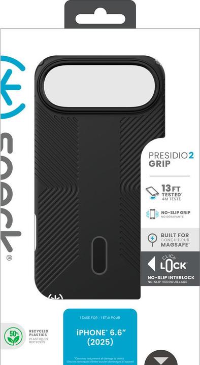 Produktbild speck Presidio2 Grip + ClickLock Apple iPhone 17 Air Black - with Microban (Apple iPhone Air)