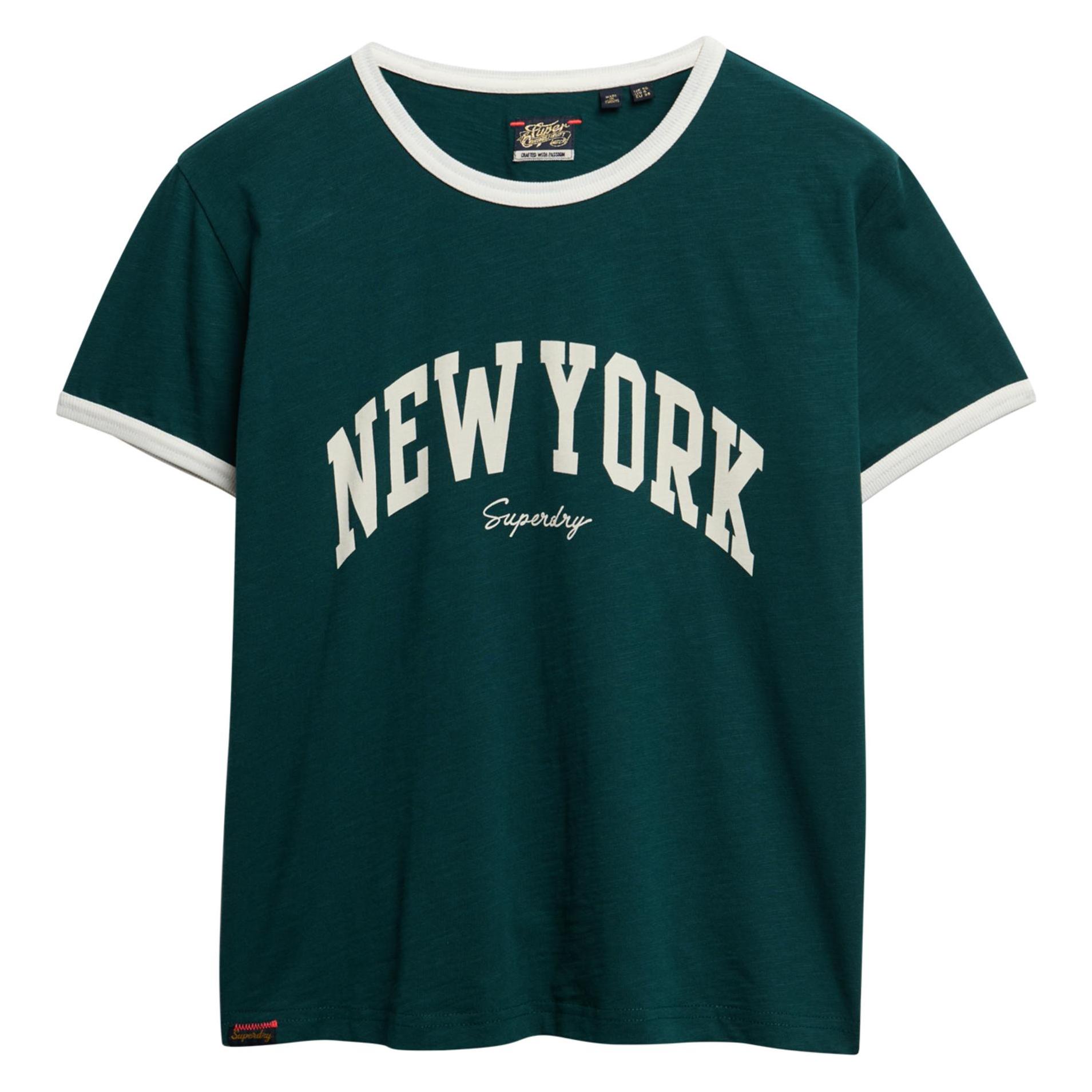 Superdry, Damen, Shirts, Tailliertes Athletic Essential Ringer-T-Shirt, Grün, (Xl)