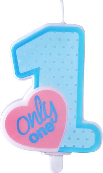 Partydeco - Candela A Numero 8 Per Torta Di Compleanno - Colore Azzurro/Celeste - 7 Cm