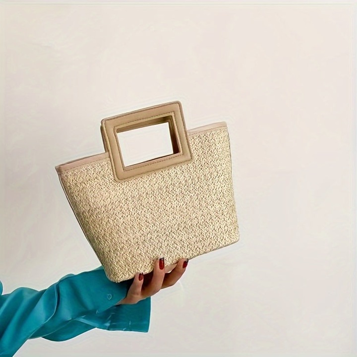 Only-Bags.Store Borsa in paglia intrecciata, borsa tote in stile boho, borsa estiva da donna, borsa in paglia a