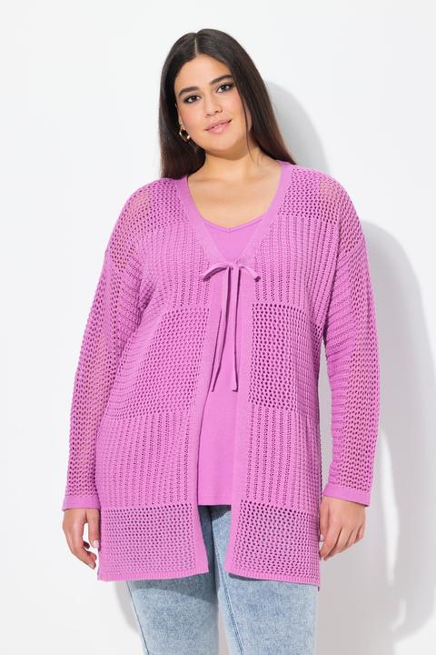 Produktbild Ulla Popken Strickjacke, Lochstrick, Oversized, V-Ausschnitt (50, 52)