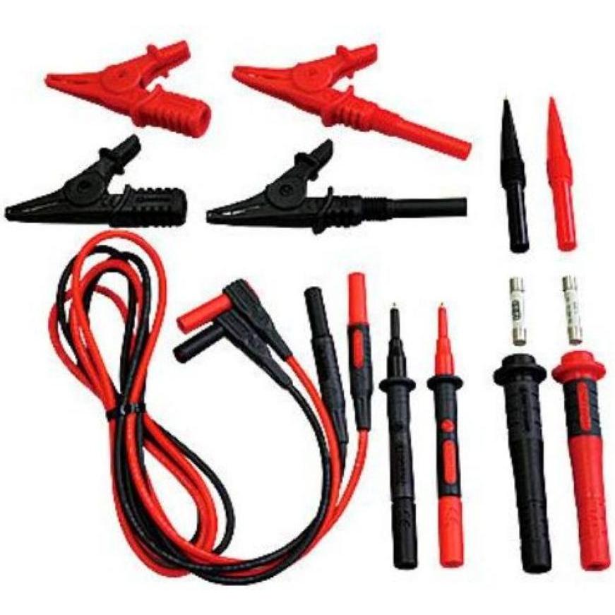 Kyoritsu, Linea di misura, 07156BT000 Satz abgesicherter Messleitungen mit Prüfstiften und Krokodilklemmen (rd/bl)