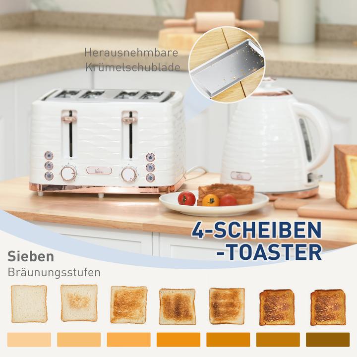 Produktbild Homcom Kocher-Toaster-Set Kunststoff, Stahl Cremeweiss (1.70 l)