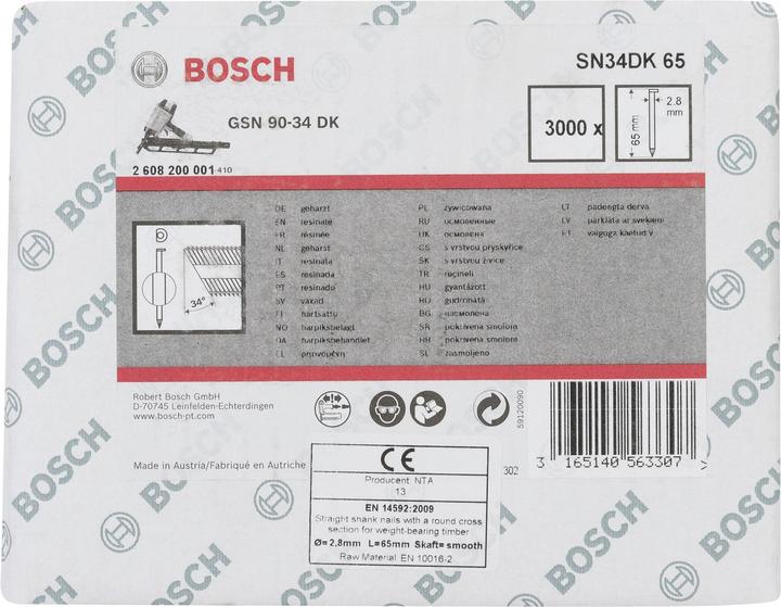 Productafbeelding Bosch Professional Zubehör D-kop stripnagel SN34DK 65