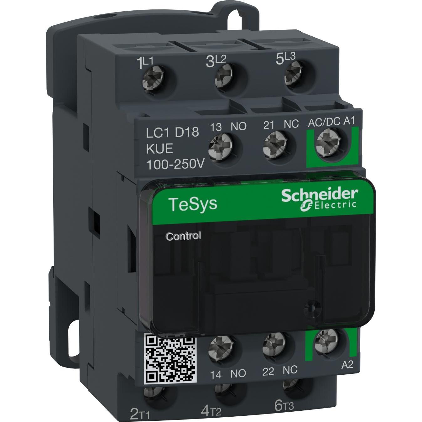 Schneider Electric Contactor 18A 3P AC3 100-250VACDC coil, Relais