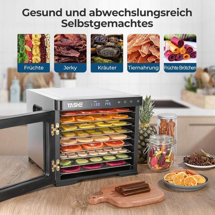 Produktbild Yashe Lebensmittel-Dehydrator mit LED-Display, Temperaturregelung und 9 Edelstahlschalen
