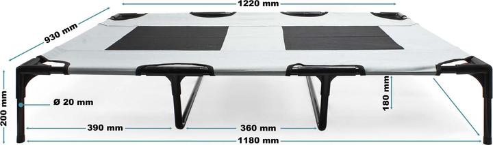 Actual product image Wiltec Dog Bed Pet Cot Elevated Outdoor Pet Lounger Grey XL 122x93x20cm max 60kg (Dog)