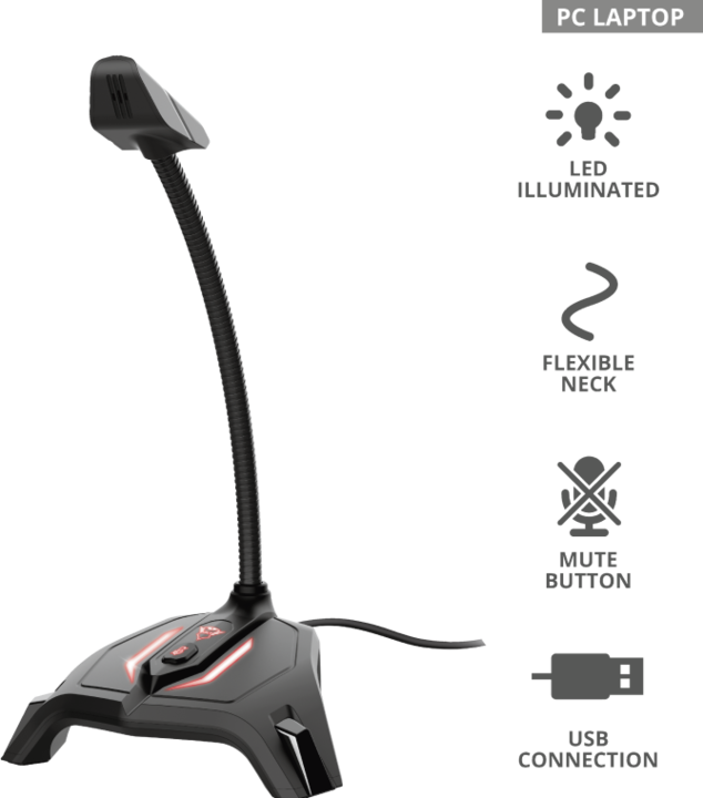 Actual product image Trust GXT 215 Zabi LED Illuminated USB Gaming Microphone