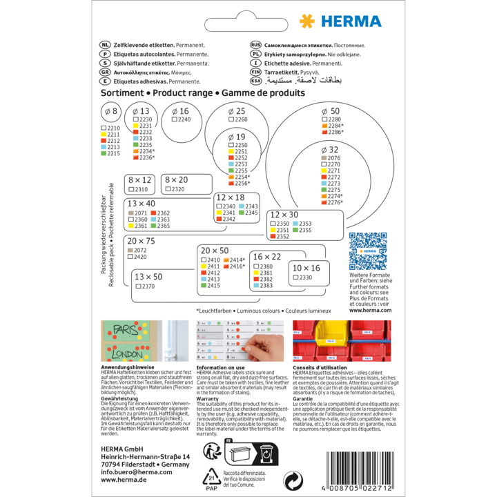 Actual product image Herma Marking points