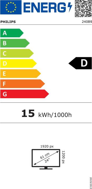 Energy Label Philips 240B9/00 (1920 x 1200 pixels, 24.10")