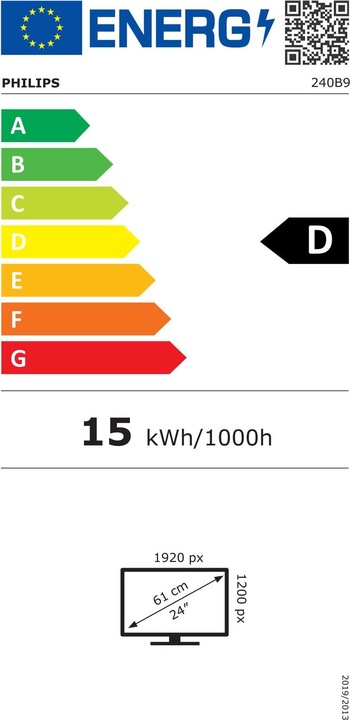Energie-Label Philips 240B9/00 (1920 x 1200 Pixel, 24.10")