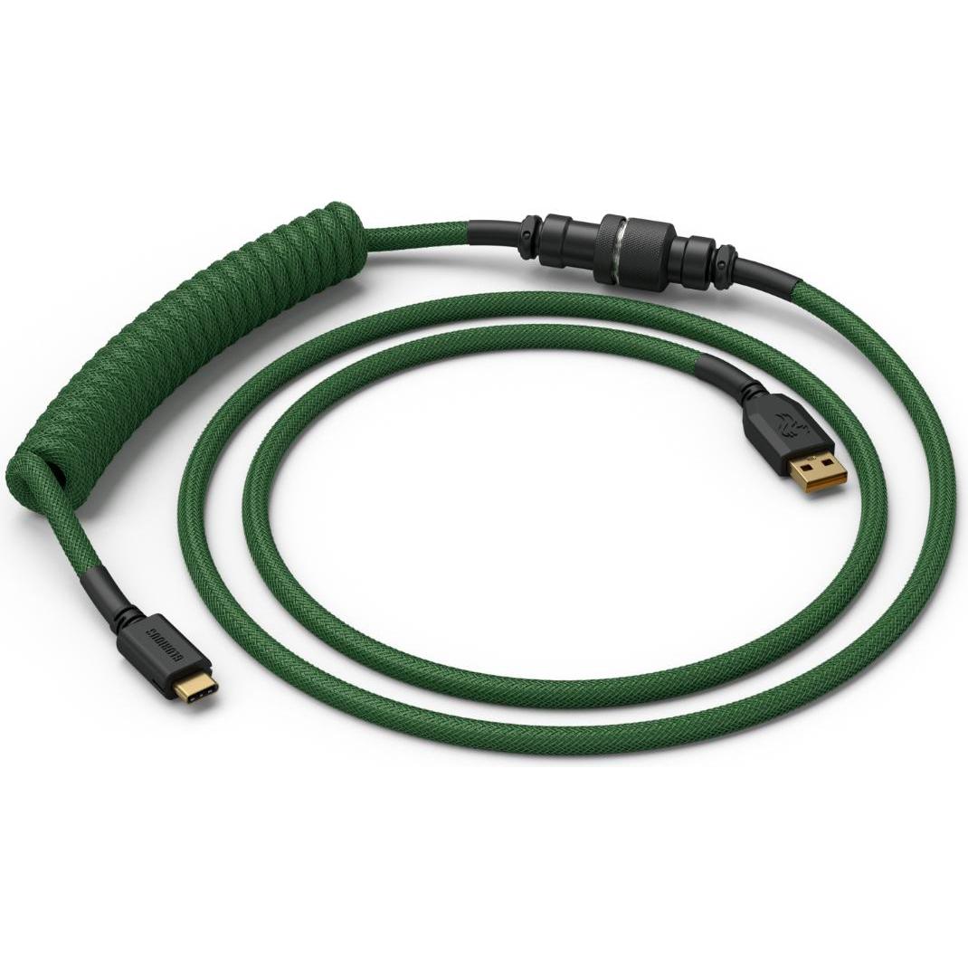 Thumbnail - Glorious PC Gaming Race Coiled Cable Forest Green, USB-C auf USB-A Spiralkabel, Maus + Tastatur Zubehör, Grün