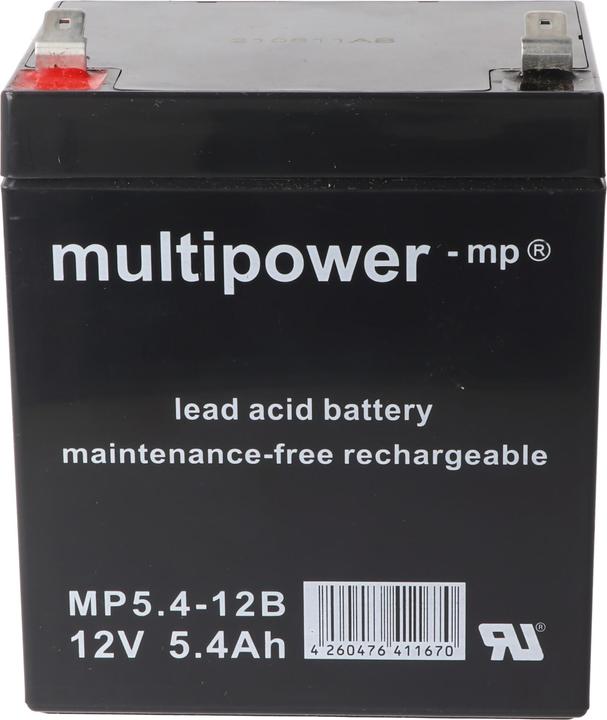 Actual product image Multipower MP5.4-12B 12V 5,4Ah 6,3mm Faston Lead Battery AGM Lead Gel Battery (12 V, 5.40 Ah)