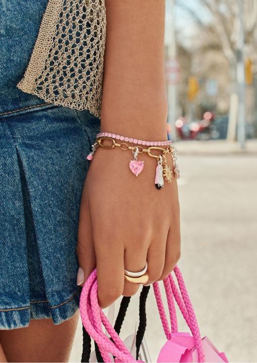 Immagine prodotto Thomas Sabo Charm-Armband mit drei Connect Links vergoldet (17 cm, Argento sterling)