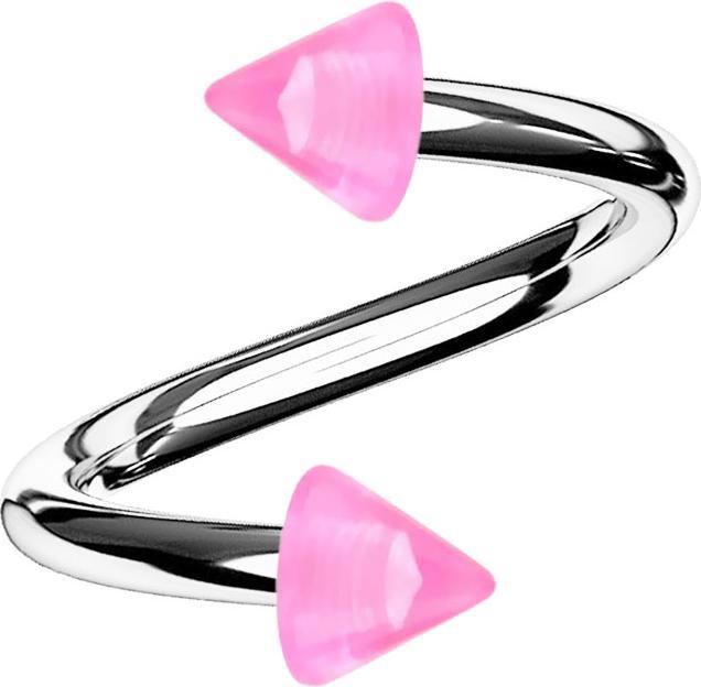 Immagine prodotto Star Piercing Spirale argento con due coni rosa trasparente (senza ottone, Acciaio chirurgico 316L, Materiale sintetico)