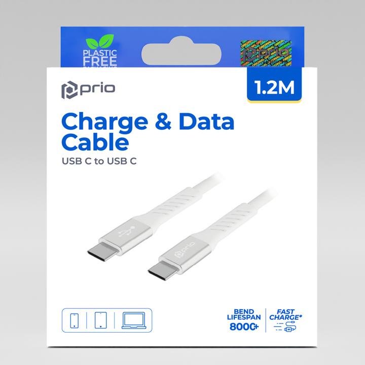 Image du produit prio Câble USB-C à USB-C haute vitesse Charge & Sync 5 A, 1,2 m, blanc (1.20 m, USB 2.0)